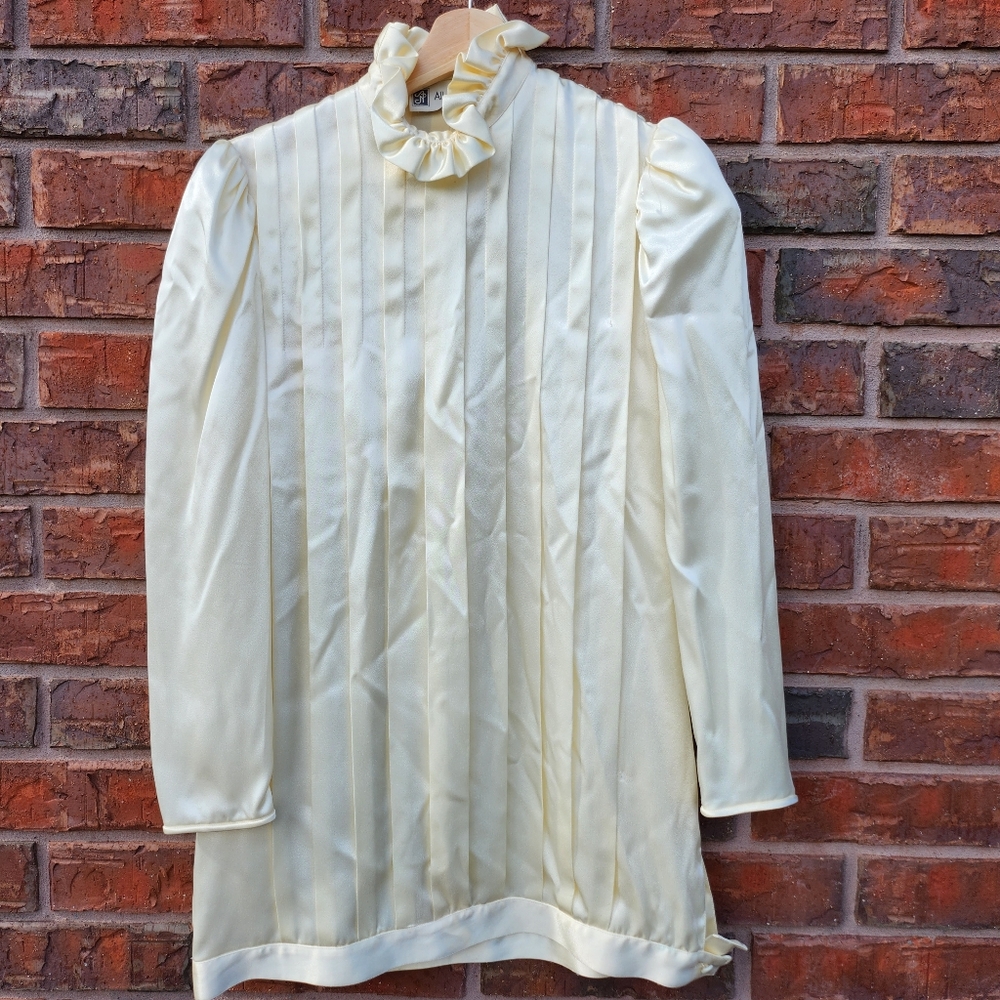 Vintage Albert & Nipon Blouse.Shiny Champagne Lon… - image 1